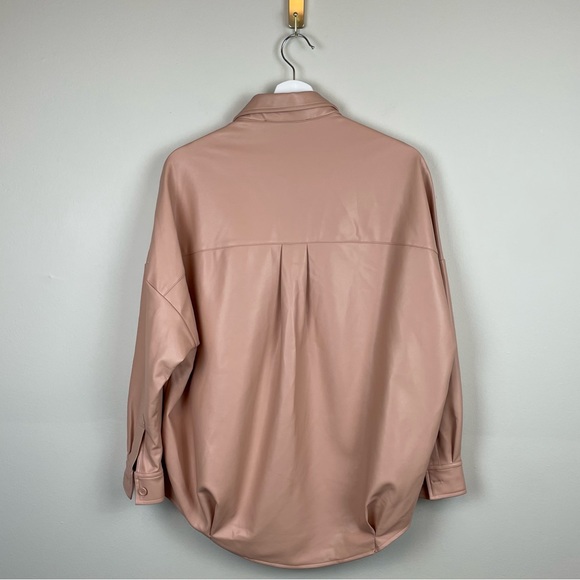 French Connection Vegan Leather Crolenda Oversized Shirt Size Small - Picture 8 of 11